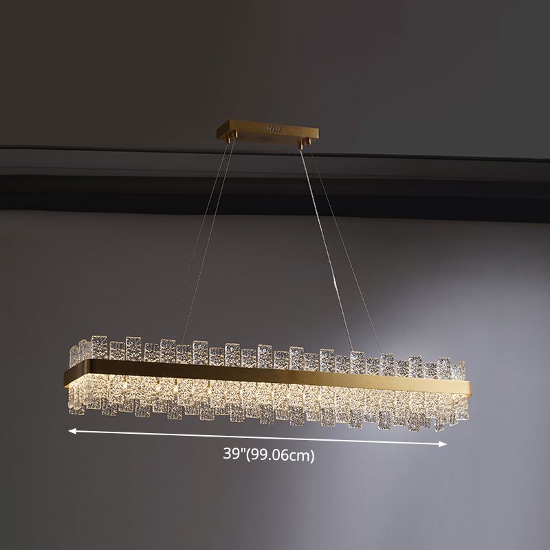 Rippled Crystal Loop Shaped Pendant Light Modern Brass Plated LED Island Ceiling Light