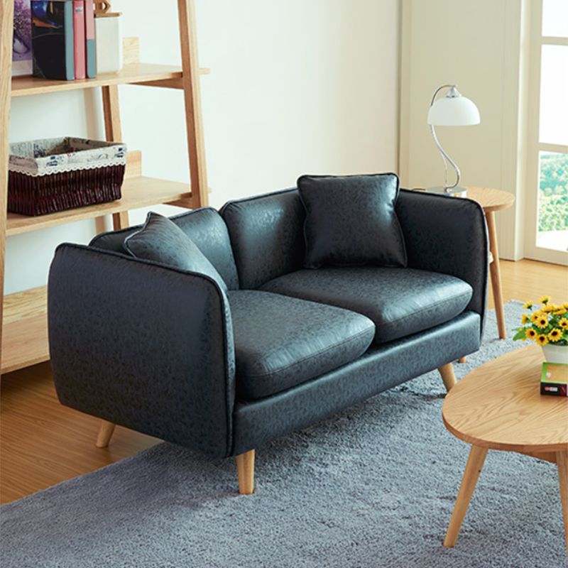 Tuxedo Arm Sofa 25.2" H Simple Faux Leather Cushions Seating