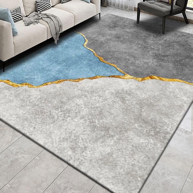 Blue Luxury Rug Blending Graphic Rug Non-Slip Backing Rug for Living Room