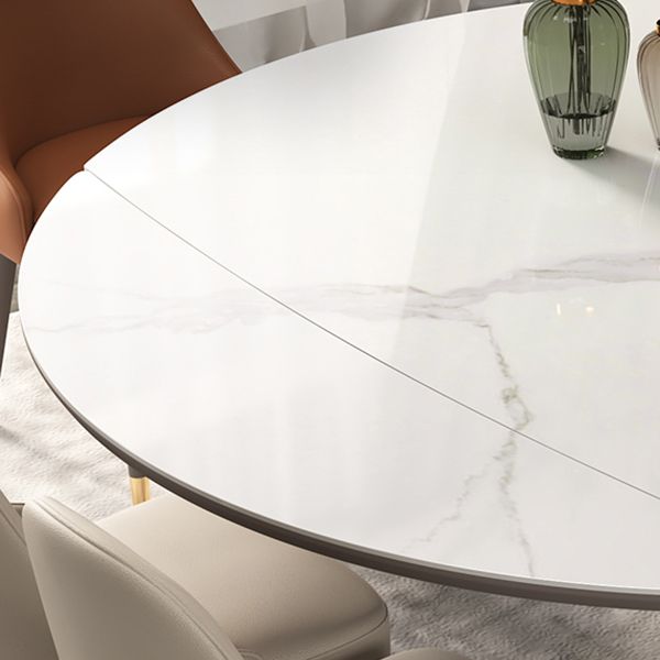 Luxury Sintered Stone Top Table Extendable Round Table with Wooden 4 Legs