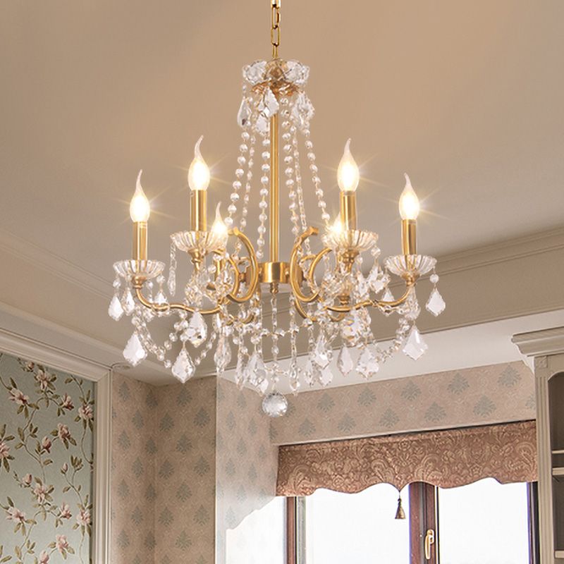 Candela del soffitto del soffitto del soffitto Crystal Crystal Crystal a 6 luci a sospensione Gold Lighting