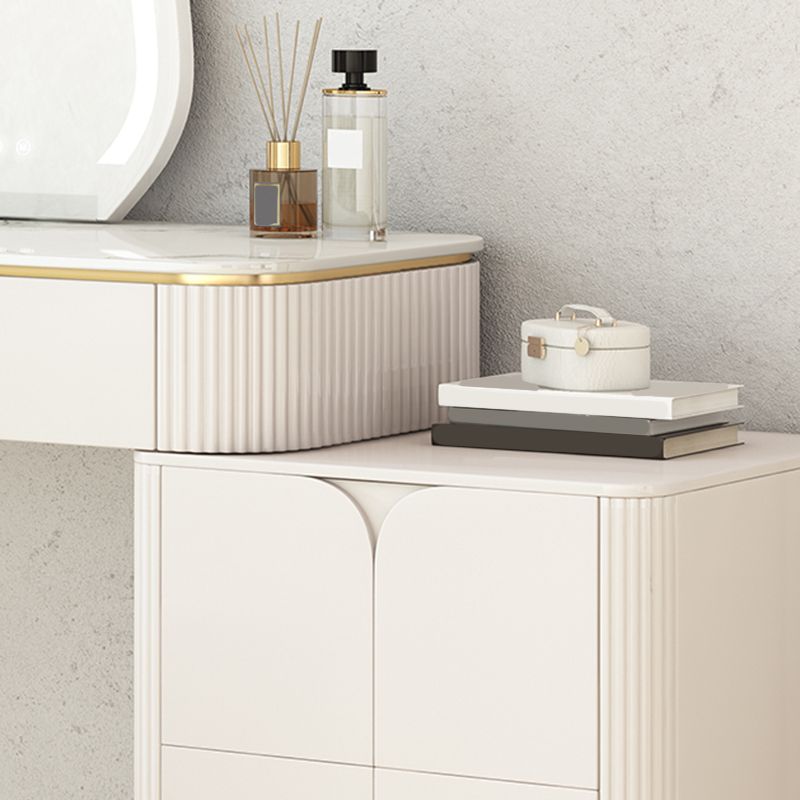 White Stone Top Vanity with Drawers 29.52" H Vanity Set with Stool