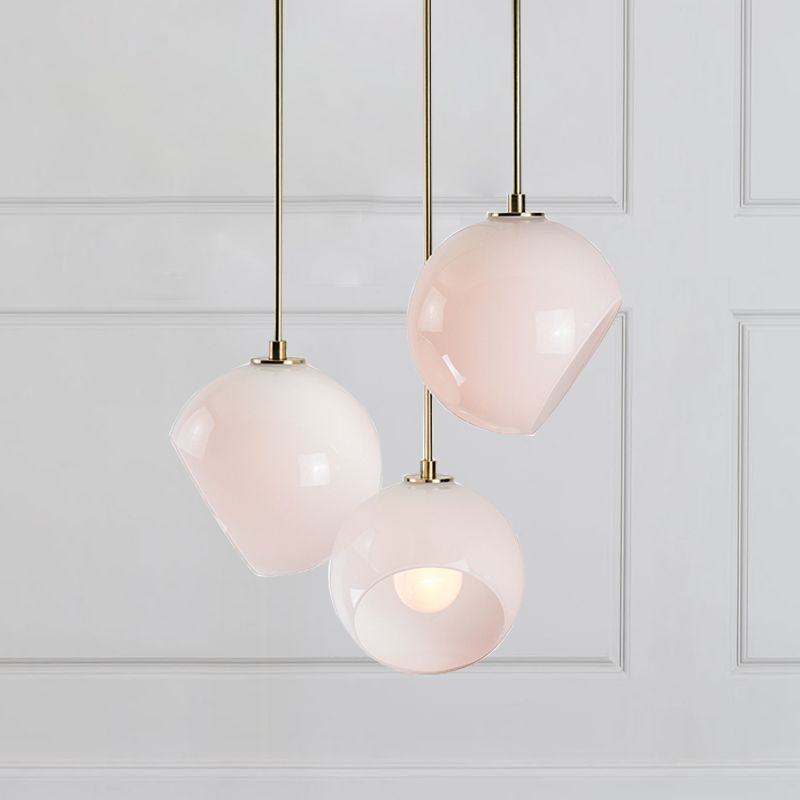 Globe Restaurant Suspension Lamp White Glass 1 Head Minimalist Ceiling Hang Fixture