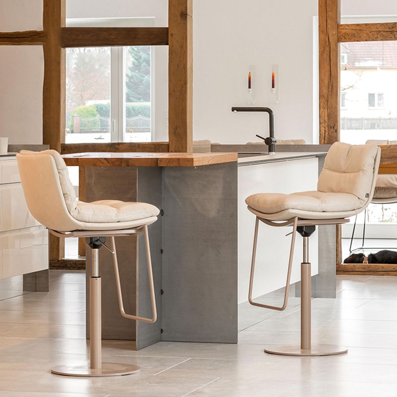 Glam Style Armless Counter Stool Leather Saddle Seat Bar Stool for Indoor