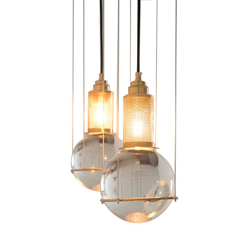 Moderne luxe enkele hanglamp licht elektroplate Iron Globe hangende lamp met kristalschaduw