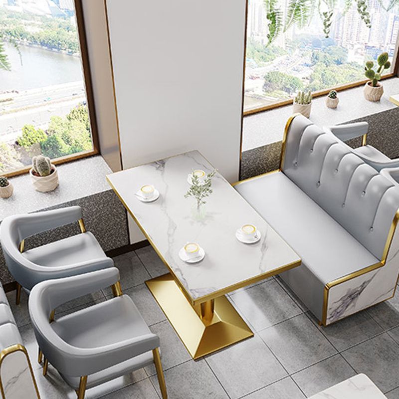 Glam Upholstered Dining Chair Open Back Dining Chair in Grey