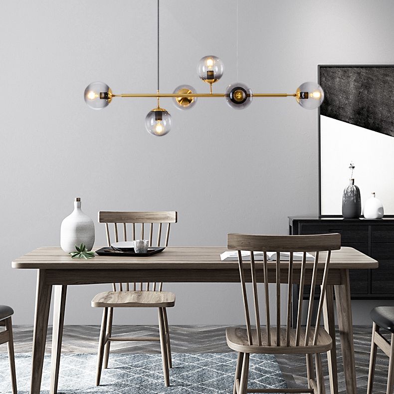 Orb Island Lighting Fixture Minimalistic Glass Island Ceiling Light for Dinning Room