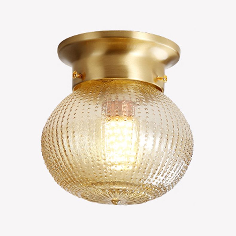 Glass Ceiling Light Fixture Simplistic Gold Round Aisle Ceiling Fixture