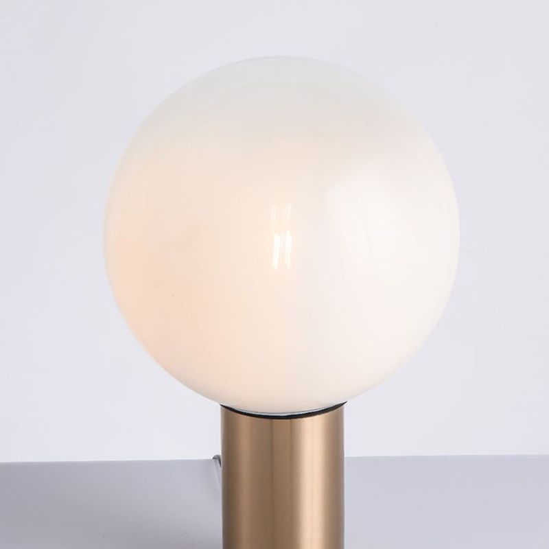 9.8" Wide White Glass Globe Table Lamp Minimalism Cylindrical Gold Metal Base Nightstand Light for Bedroom