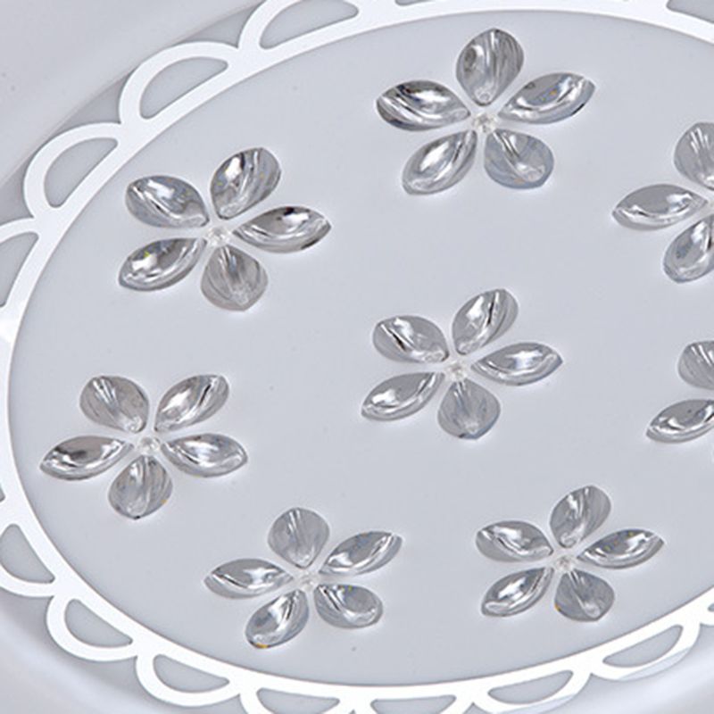 12"/16.5"/20.5" W White Flower Flush Mount Simple Acrylic LED Living Room Flush Light in White/3 Color/Fourth Gear Light