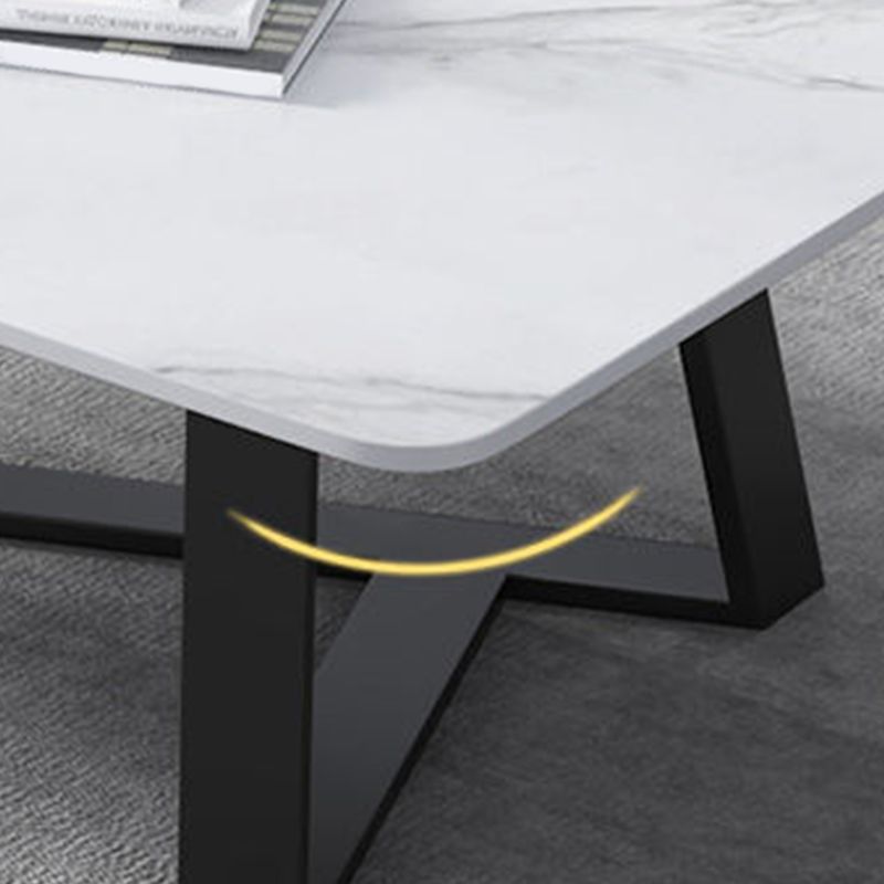 Glam Style Grey/black Gold/white Gold Rock Slate Top Coffee Table