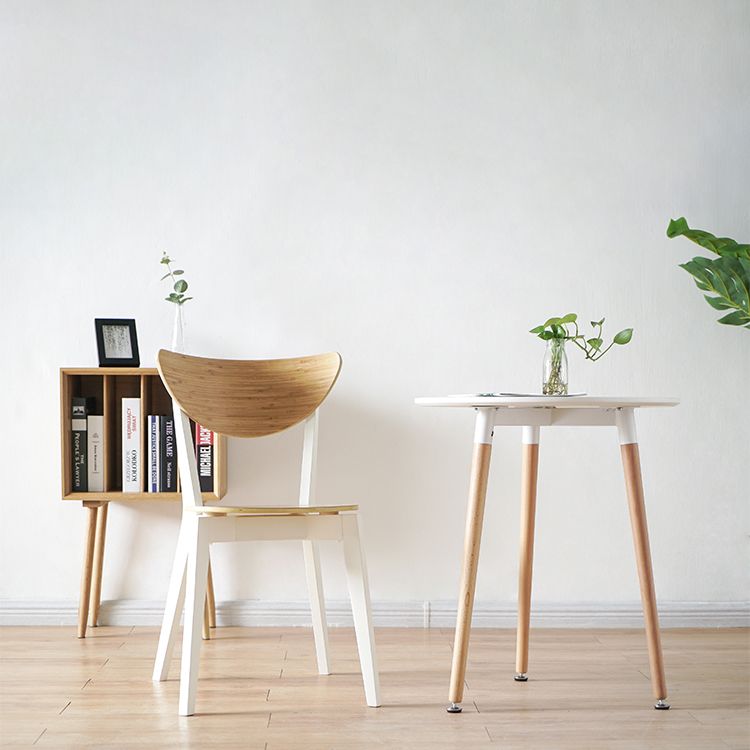 Open Back Armless Dining Chairs Stackable Side Dining Chairs with Wood Legs
