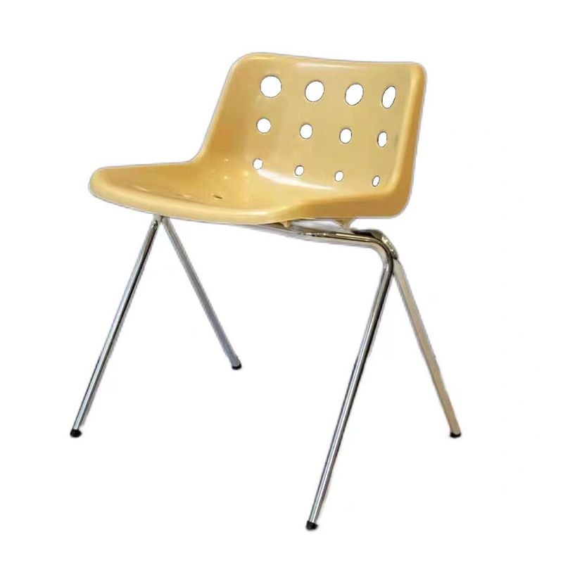 Plastic Stacking Side Chair Modern Style Open Back Armless Chair with Chrome Legs