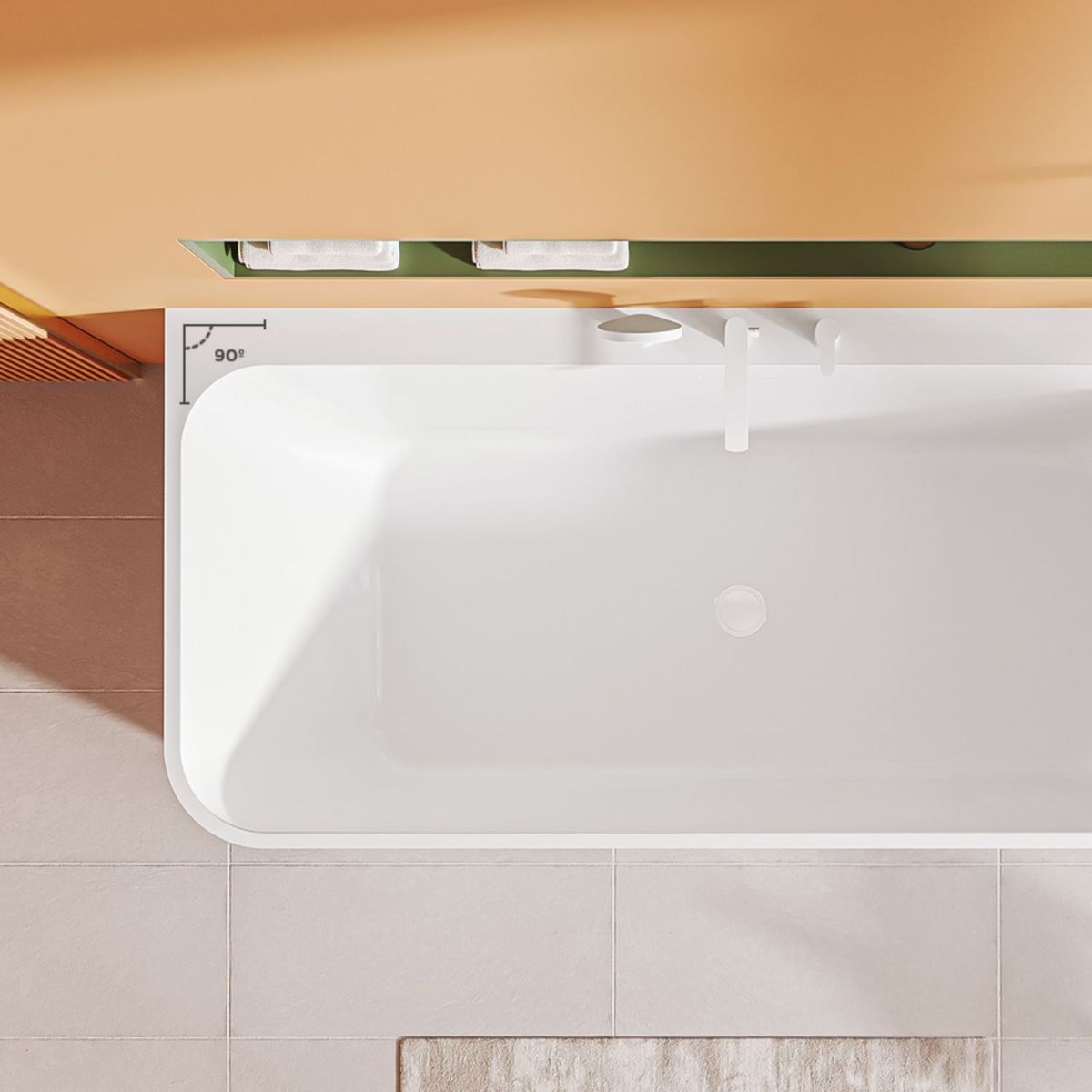 Freestanding Soaking Acrylic Bathtub Modern Rectangle Bathtub in White