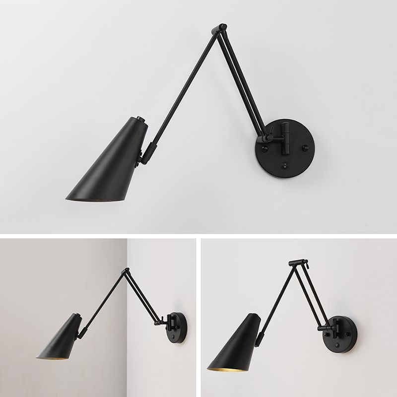 1-Light Wall Sconces Light Fixtures Modern Style Swing Arm Metallic Sconce Wall Lighting