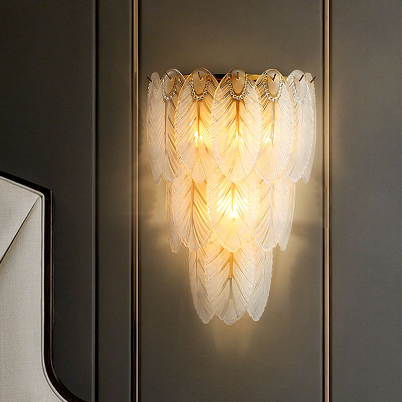 Modern Luxury Style Feather-shaped Wall Sconce Glass Sconces for Living Room
