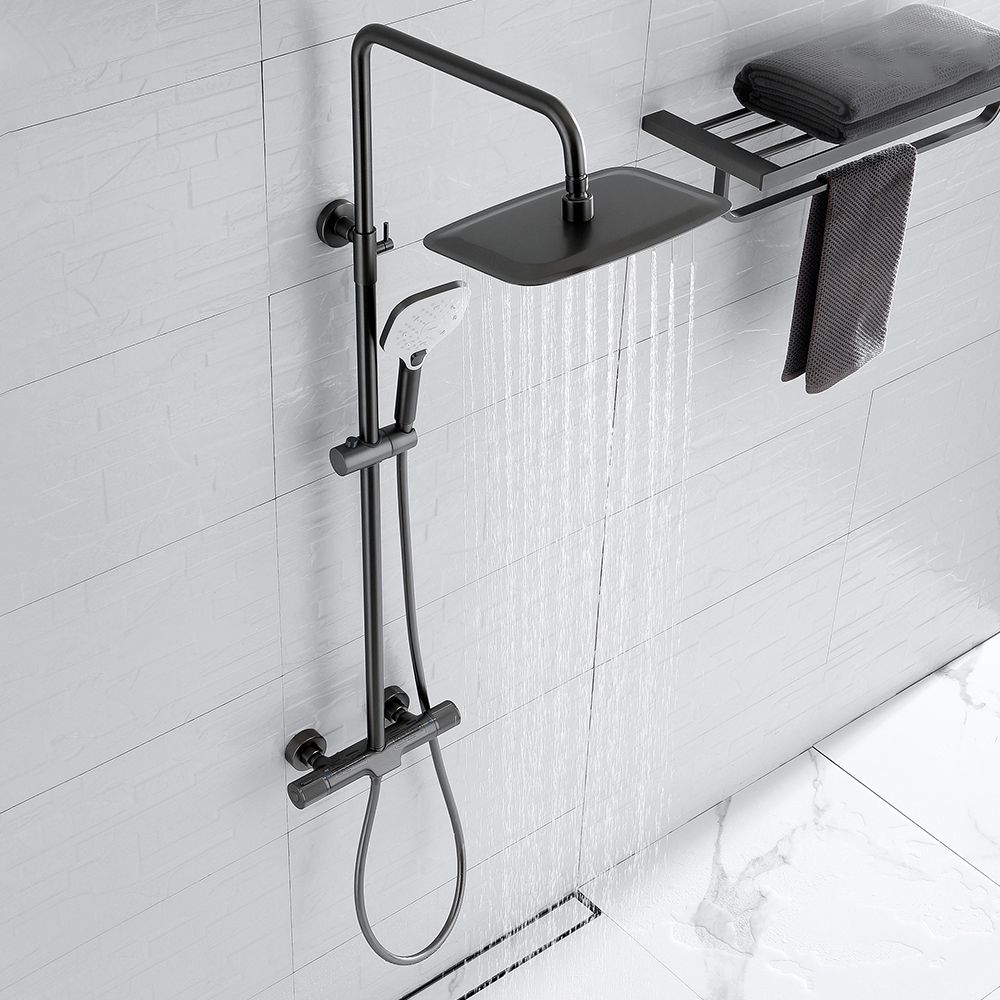 Wall Mounted Shower System Grey Knob Handle Shower System with Hand Shower