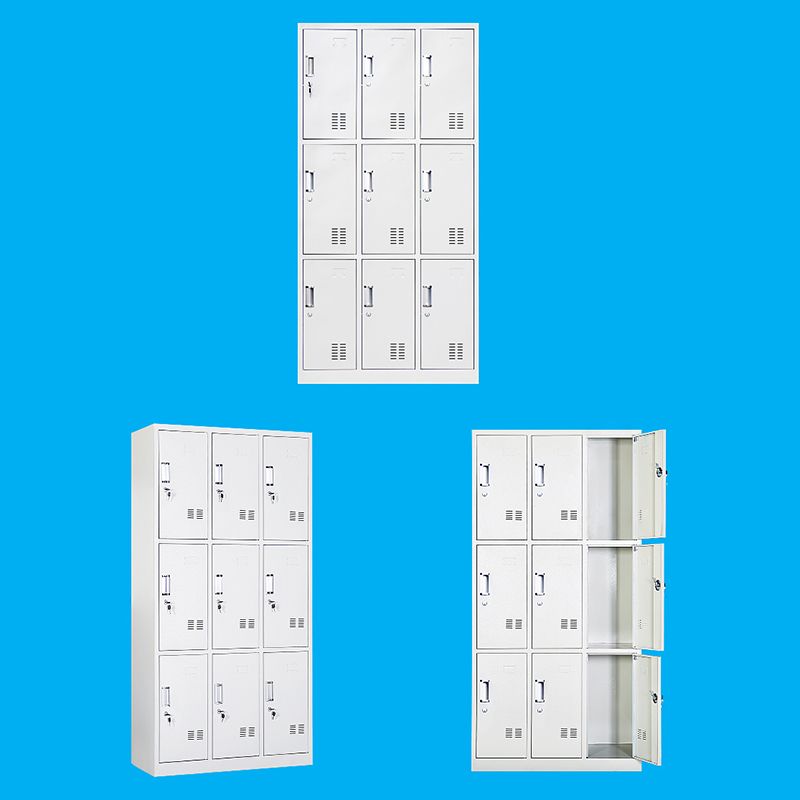 Metal Contemporary Cabinet for Home Grey Hinged Door Storage Cabinet