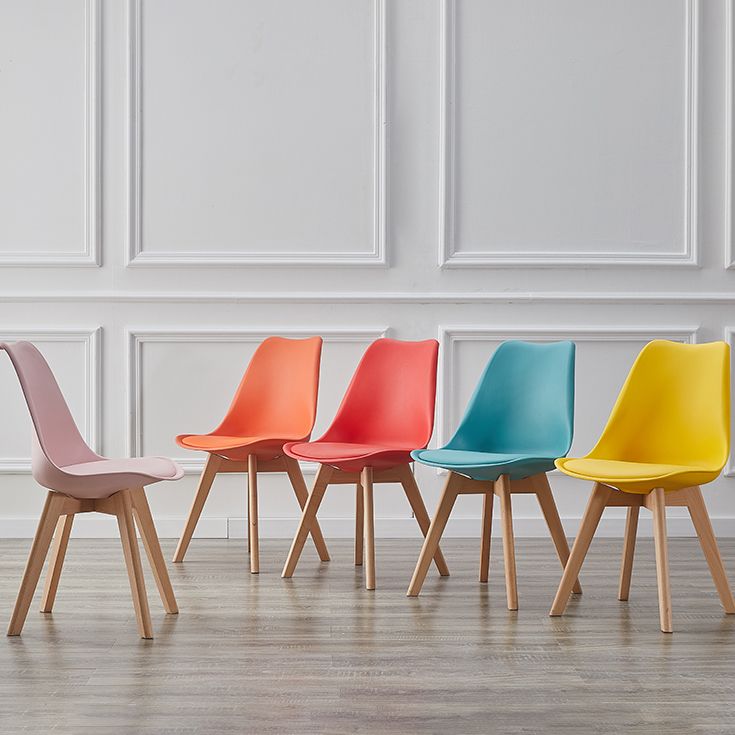 Modern Style Chairs Kitchen Armless Side Chair with Wooden Legs