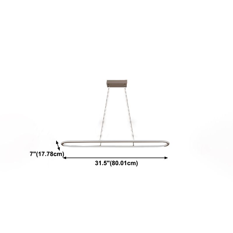 Linear Shape Island Pendant Contemporary Metal 1 Light Pendant Lighting Fixture in White