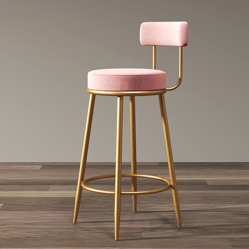 Glam Style Bar Stool Upholstered Bar Stools for Dining Room with Gold Frame