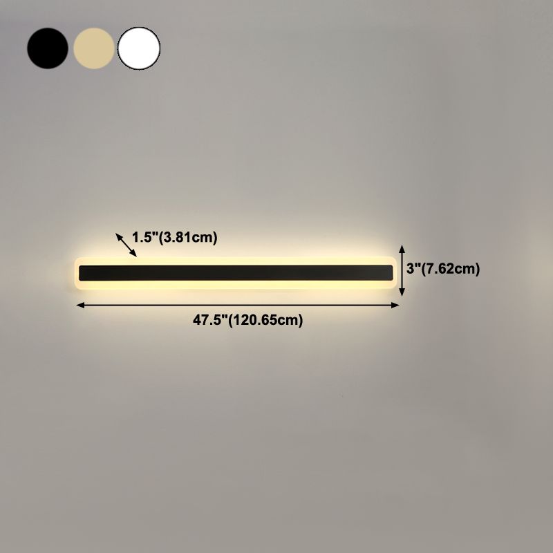 Linear Shape Metal Wall Sconce Modern Style Single Light Mirror Wall Mount Light