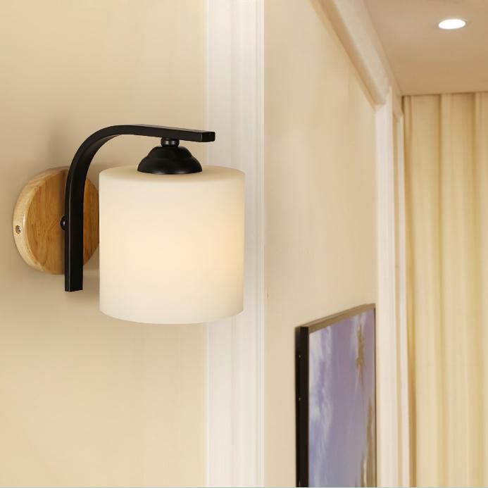 Éclairage de paroi en bois géométrique Appiculture de lumière murale beige minimaliste