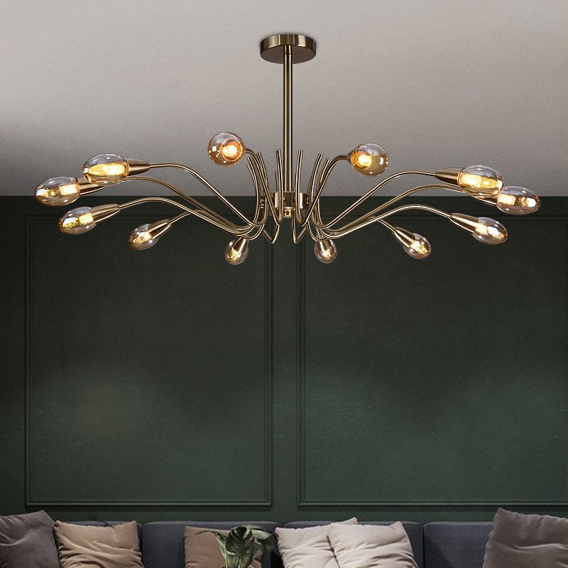 Lámpara de lámpara de lámpara de estilo posmoderno lámpara colgante de vidrio dorado para sala de estar