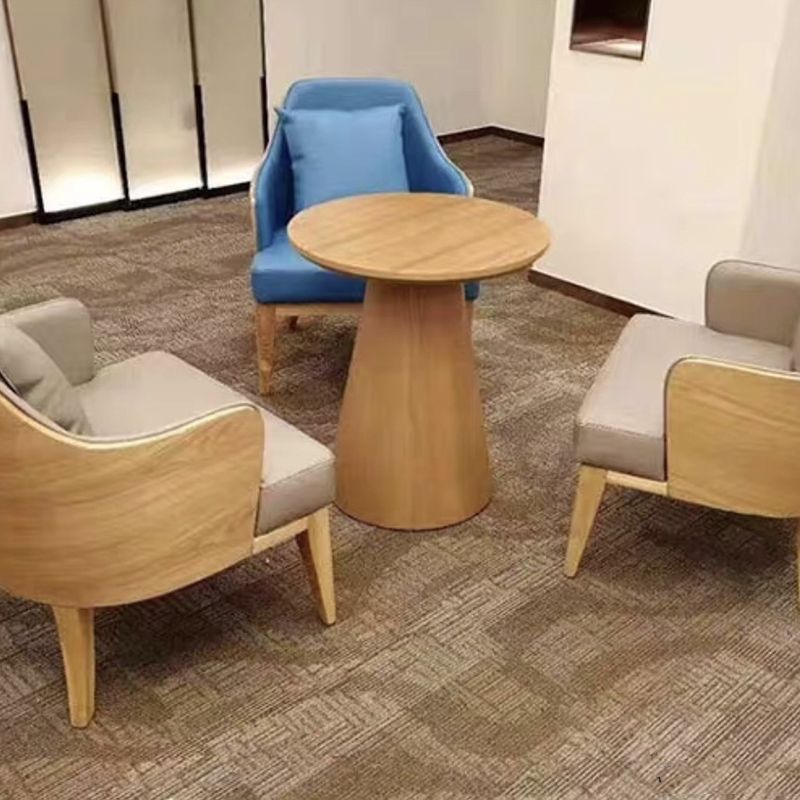 Contemporary Wood Side Table Pedestal Round Living Room Table