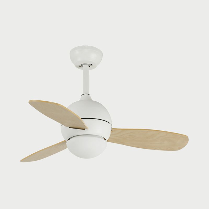 Dome Kids slaapkamer hanger ventilatorlamp metaal 36 "W LED Modern semi spoelplafondlicht in wit/geel/blauw met wand/afstandsbediening, 3 houten messen