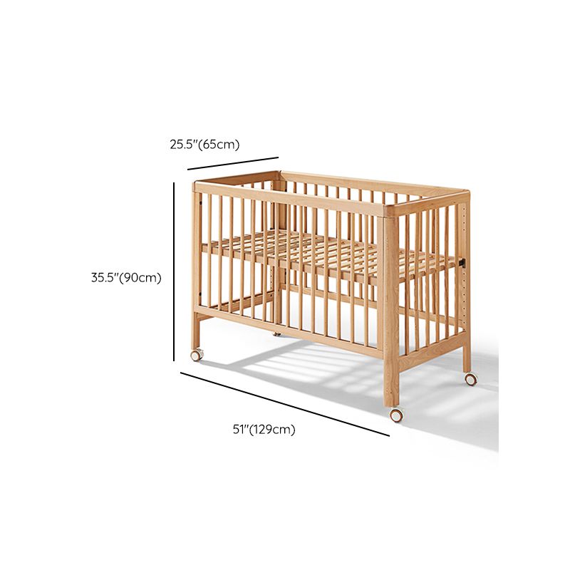 Modern Rectangle Movable Crib Solid Wood 4-In-1 Convertible Crib
