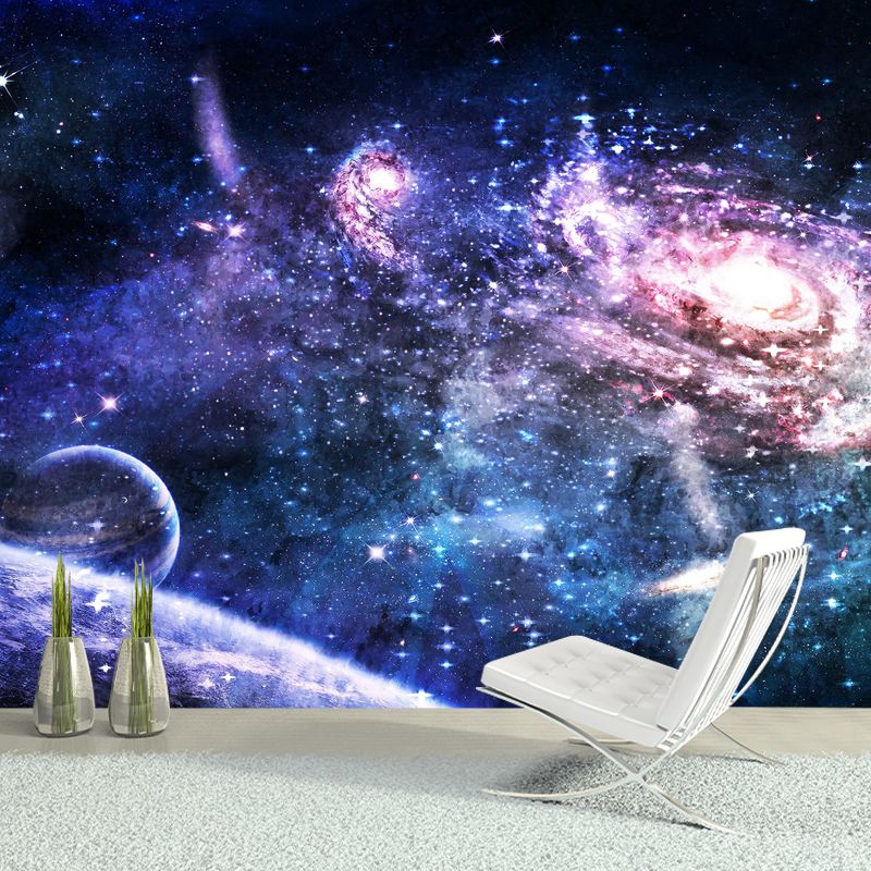 Fantasy Deep Space Wall Mural Decal for Children's Bedroom, Blue and Purple, Custom Size Available