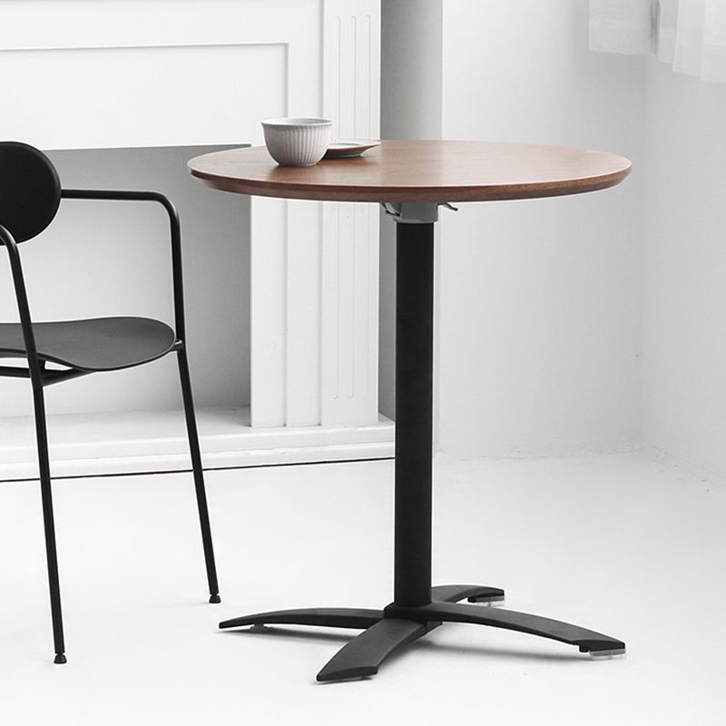 Modern Pedestal Wooden Coffee Table Round Top Shape Folding Cocktail Table