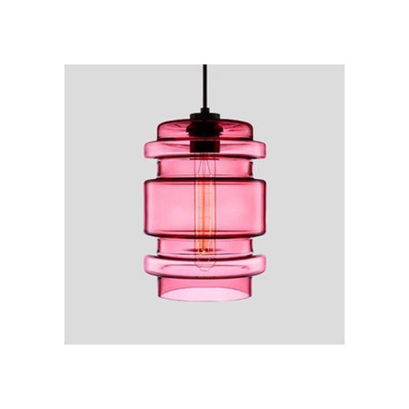 Lampe suspendue cylindrique Verre de simplicité 1 rose clair / jaune / bleu plafond plafond