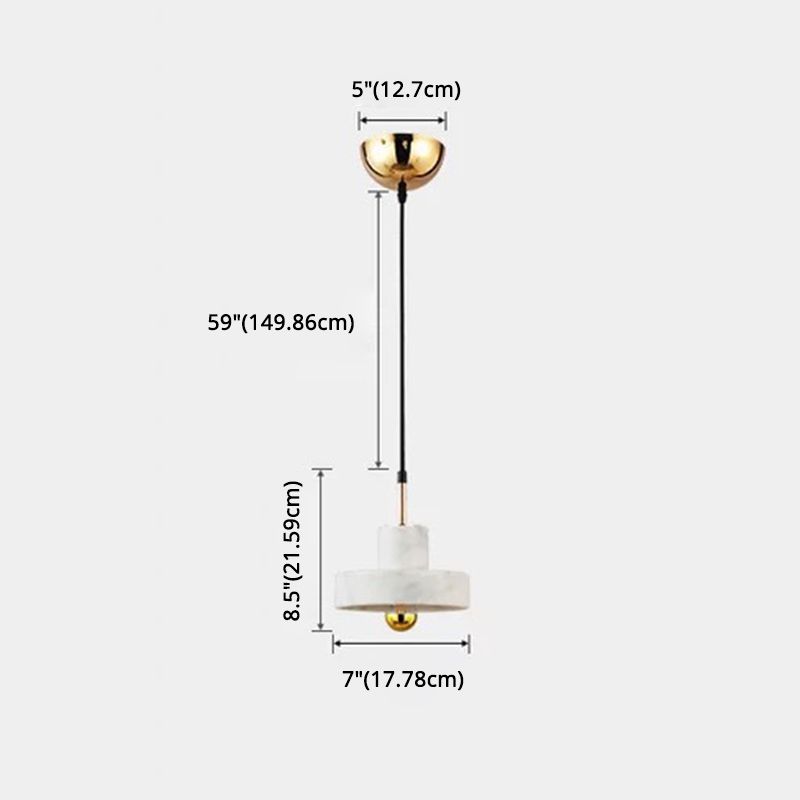 Stone Circle Hanging Light Fixture Minimalist White Down Lighting Pendant for Dinning Room