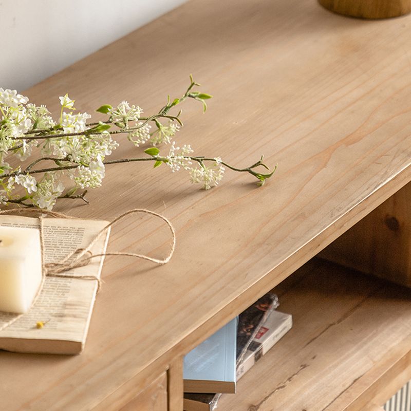 Traditional Solid Wood Display Stand Glass Doors Buffet Cabinet for Dining Room