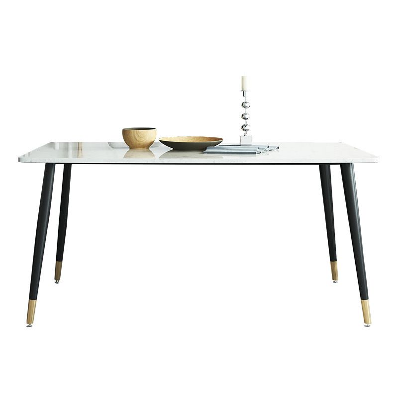 Dining Set Modern with Sintered Stone Rectangle Table and Padded Chairs