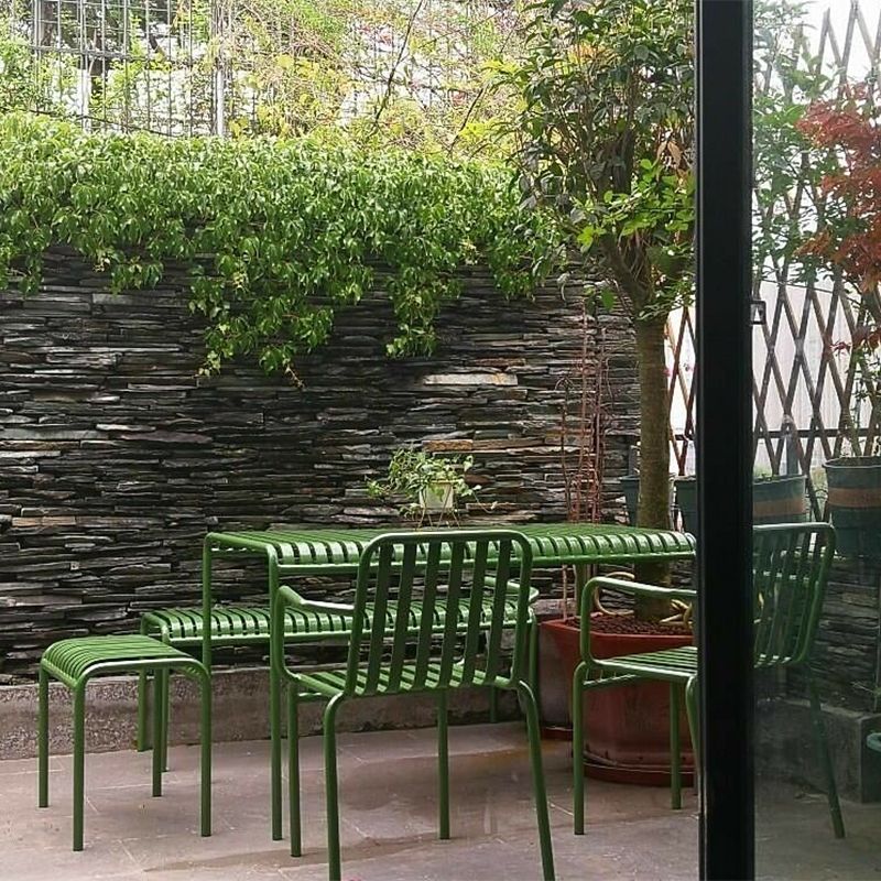 Metal Dining Table Industrial Green Rectangle Rust Resistant Table