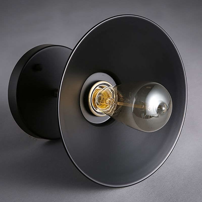 Metal Conical Semi Flush Mount Light Industrial Aisle Semi Mount Lighting in Black