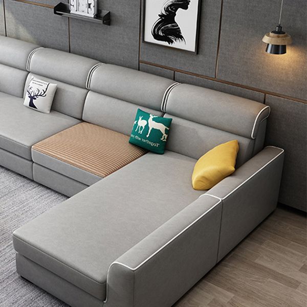 37.40"H Contemporary Sectional Sofa Faux Leather Chaise Sectional