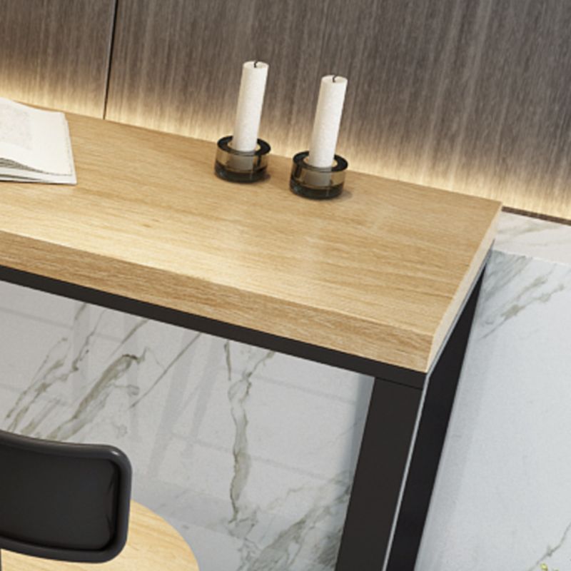 Rectangle Bar Pub Table Set 1/3 Pcs Solid Wood Top Bar Table and Metal Stools