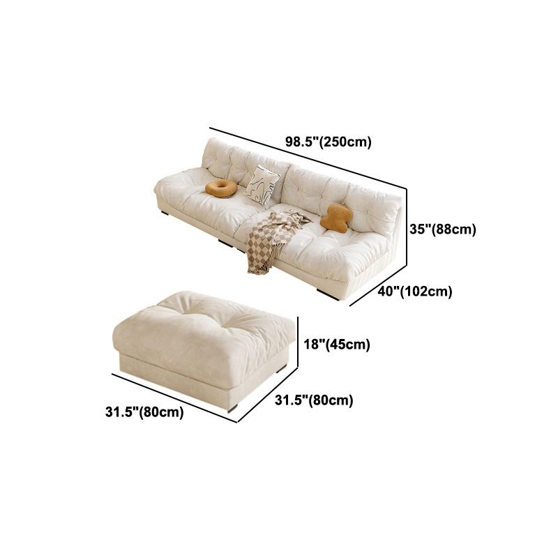 Scandinavian Cream Velvet Armless Sofa/Sectionals with Removable Cushions