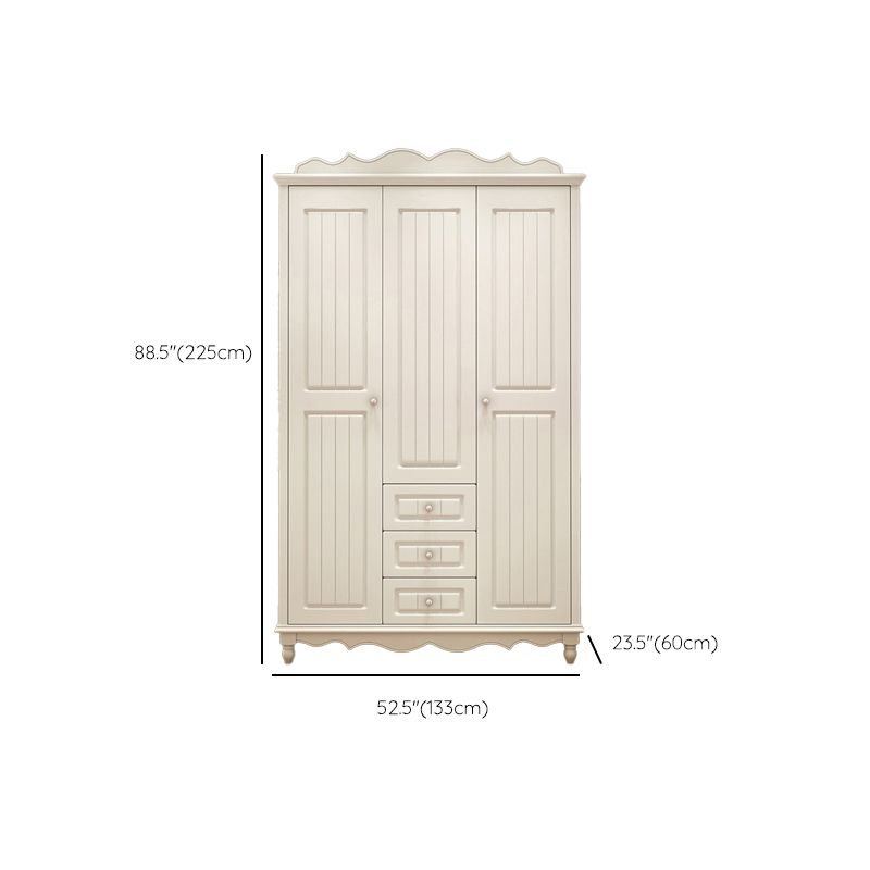 White Rubberwood Wardrobe Armoire Modern Wardrobe Closet with Legs