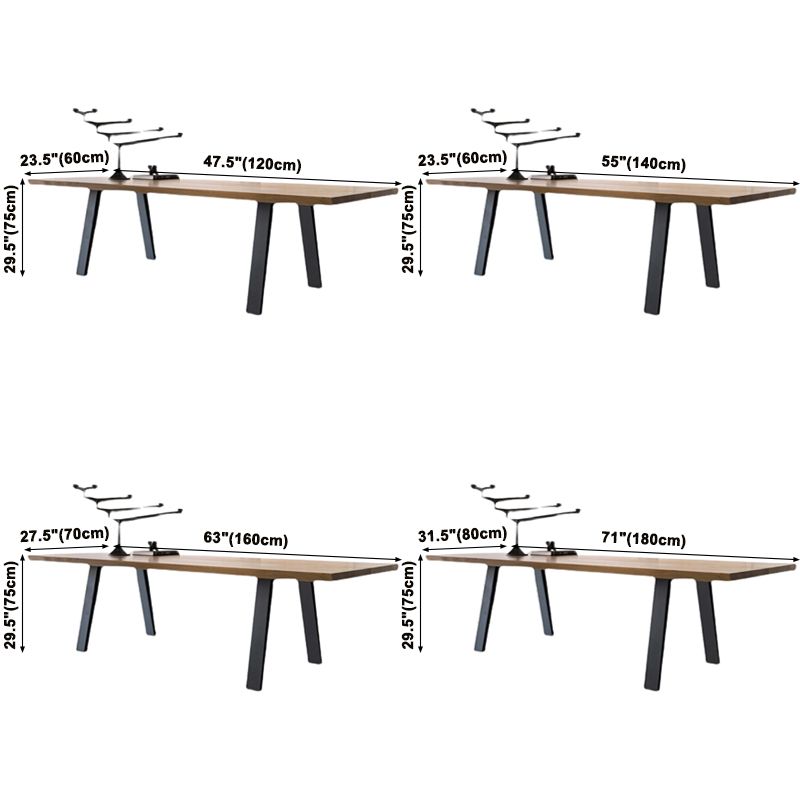 Rectangle 4 jambes Table à manger industrielle Couleur en bois Tableau fixe de bois massif