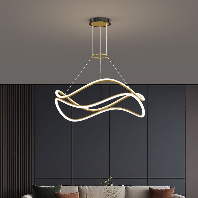 Twist Shade Metal Chandelier Lights Modern 2- Light Lighting Lighting Ayorders en or
