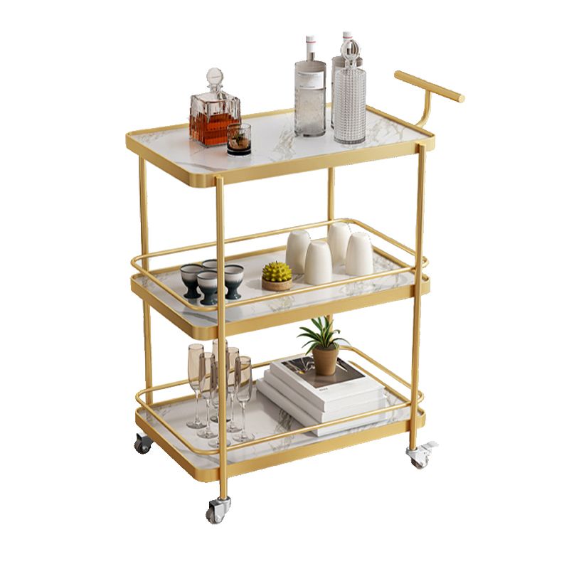 Dining Room Modern Prep Table Rolling Open Shelves Kitchen Trolley