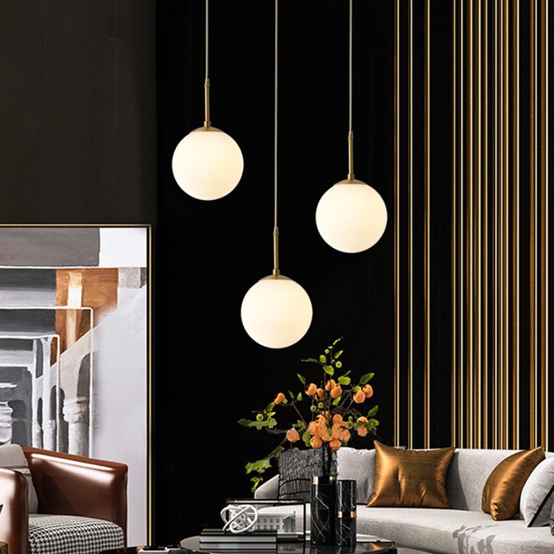 Globe Glass Pendant Light in Modern Creative Style Copper Single Hanging Lamp for Dining Room