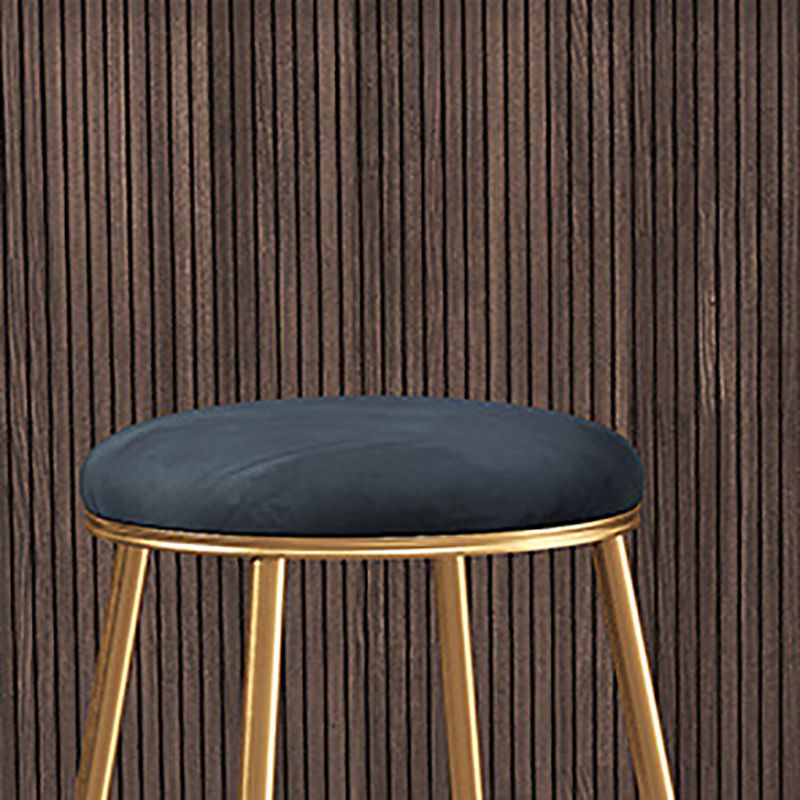 Contemporary Bar Stool Round Seat Barstool with Footrest and Metal Base