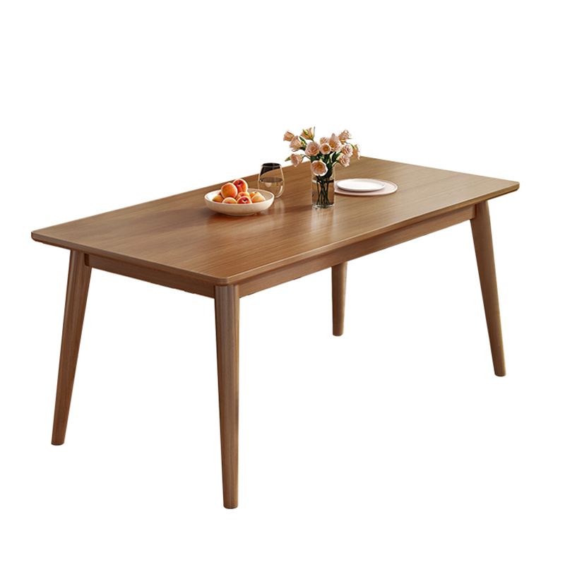 Modern Solid Wood Brown Dining Table Rectangle Shape Standard Dining Table for Kitchen