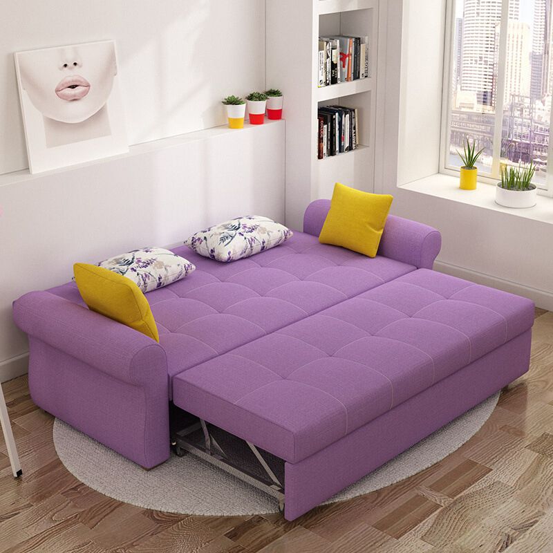 Cushion Back Futon Sofa Bed Pillow Included Flared Arms Sleeper Sofa